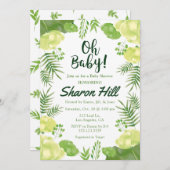Mon bébé ! Invitation de Baby shower vert floral t (Devant / Derrière)
