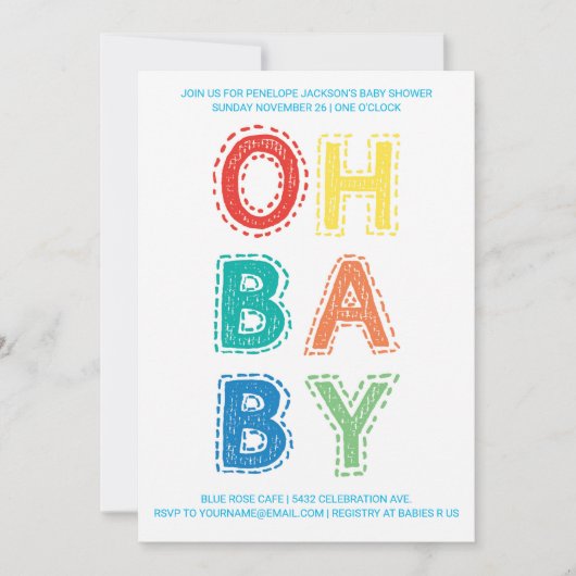 Mon bébé | Invitations de douche pour bébé | Coule (Devant)