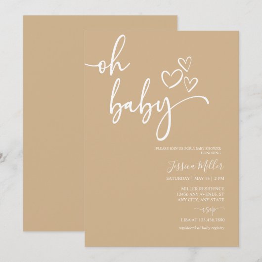 Mon bébé | Invitations de douche pour bébé neutres (Devant / Derrière)