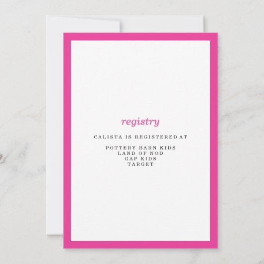 Mon bébé ! Invitations de douche pour bébé rose mo (Dos)