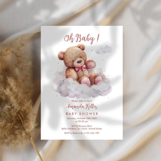 Mon bébé ! Ours sur Baby shower nuageux Invitation