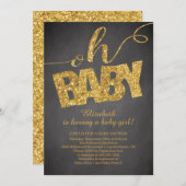 Mon bébé ! Parties scintillant d'or Invitation Bab (Devant / Derrière)