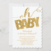 Mon bébé ! Parties scintillant d'or Invitation Bab (Devant)