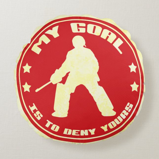 Mon but, Coussin rond de hockey sur gazon, rouge (Devant)