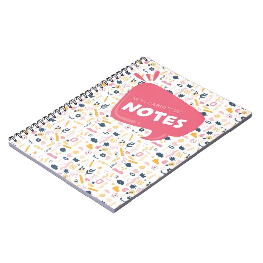 Mon carnet de notes doodle rose, bleu et jaune (Côté gauche)