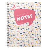 Mon carnet de notes doodle rose, bleu et jaune (Devant)