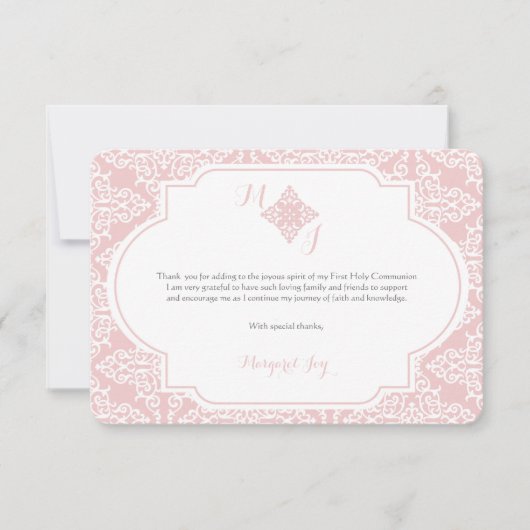 Mon carte de remerciements rose de première (Devant)