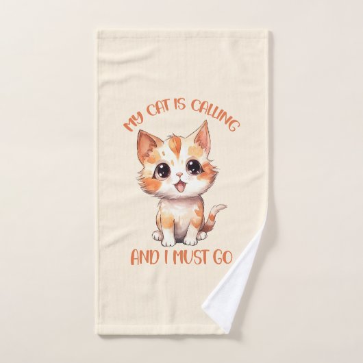 Mon Chat Appelle Un Chat Orange Cute (Serviette à main)
