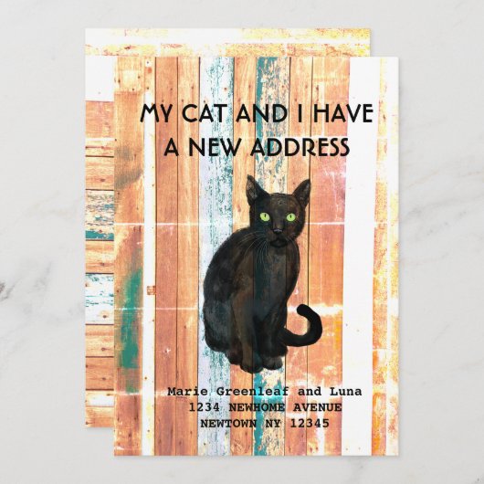 Mon chat et moi avons déménagé Faire-part (Devant / Derrière)