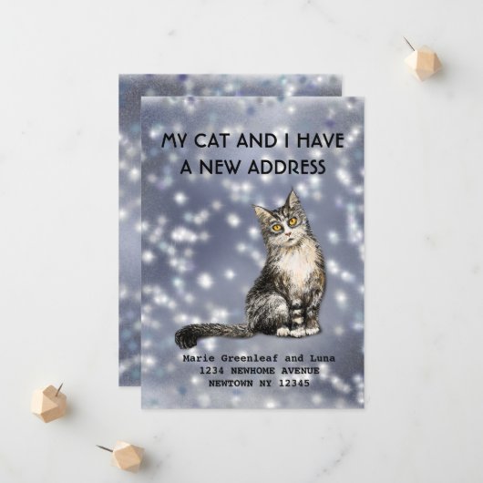 Mon chat et moi avons déménagé Faire-part (Devant/Arrière en situation)