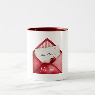 Mon Cheri (mijn schat) Je'taime (ik hou van je) Tweekleurige Koffiemok