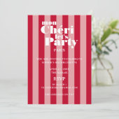 Mon Cherie Let's Party Cherry Red Bold Stripe Kaart (Staand voorkant)