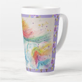 Mon Cheval Licorne Arc-en-ciel Aquarelle Mug Latte (Angle droit)