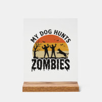 Mon chien chasse les zombies Vintage Halloween Art