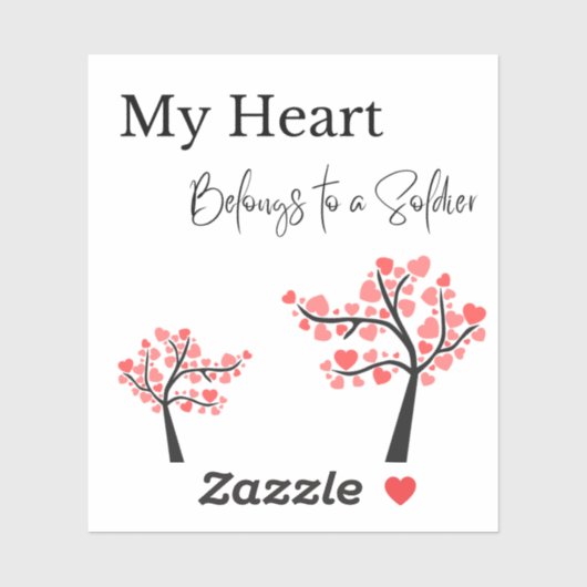 Mon coeur appartient à un autocollant de soldat (Feuille)
