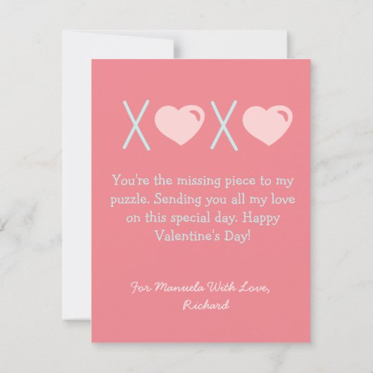 Mon coeur bat pour vous | Carte Saint Valentin (Dos)