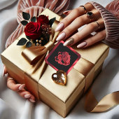 Mon coeur doux Rouge brillant Sticker Carré Valent