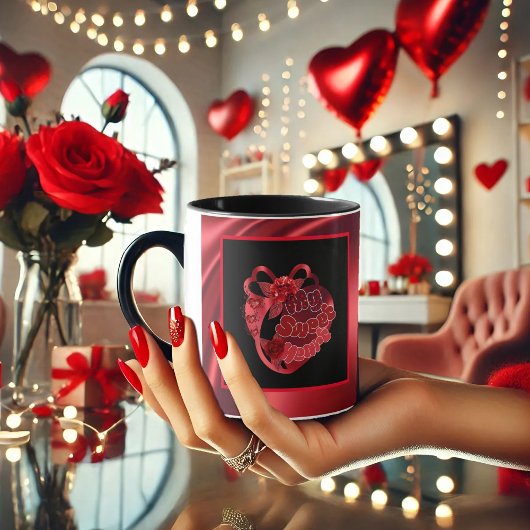 Mon coeur doux Rouge brillant Valentine café Mug