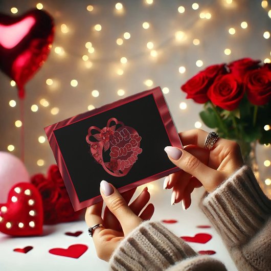 Mon coeur doux Rouge brillant Valentine Carte post