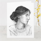 Mon dessin à l'encre de Virginia Woolf carte 2004 (Fleur jaune)