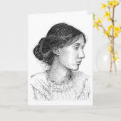 Mon dessin à l'encre de Virginia Woolf carte 2004 (Fleur jaune)