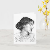 Mon dessin à l'encre de Virginia Woolf carte 2004 (Fleur jaune)