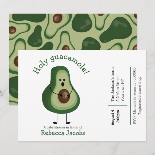 Mon dieu guacamole ! Invitation à une baby shower (Devant / Derrière)