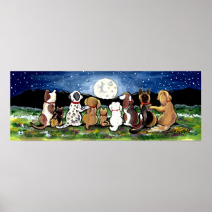 Mon Dog Night Scene Poster Dalmation Spaniel