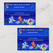 MON ENFANT A la carte d'AUTISMBusiness (Devant / Derrière)