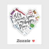 Mon espace de couture est mon Sticker Happy Place (Feuille)