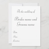 Mon invitation de mariage douce vengeance de lapin (Dos)