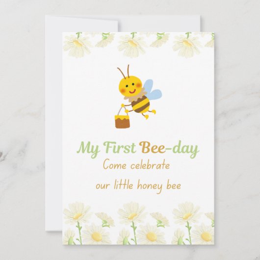 Mon invitation pour mon premier anniversaire Bee-d (Devant)