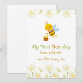 Mon invitation pour mon premier anniversaire Bee-d (Devant / Derrière)