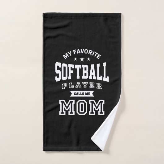 Mon Joueur De Softball Favori M'Appelle Maman (Serviette à main)