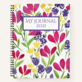 Mon Journal Fleurs Personnalisées rose violet jaun (Devant)