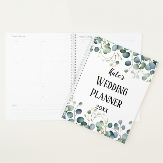 Mon journal organisateur Wedding planner eucalyptu (Devant avec enveloppe)