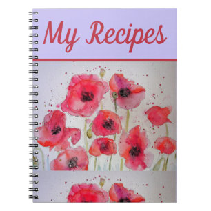 Mon livre de recettes Art aquarelle fleur rouge de