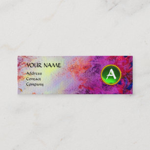 MON MONOGRAM heldere fuchsie paars groen Mini Visitekaartje