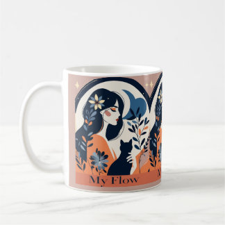 Mon mug My Flow – Femme Boho et Chat Art Coffee Cu