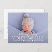 Mon nom Simple Baby Faire-part de naissance Carte  (Devant / Derrière)