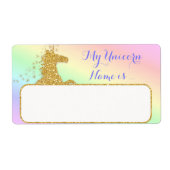 Mon Nom Unicorne Est Étiquette Rainbow & Gold (Devant)