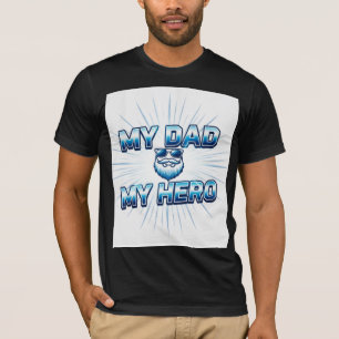Mon Papa Mon Héros T-Shirt Bleu Fête des Pères C