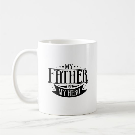 Mon Père Est Mon Hero Typographie Mug (Gauche)