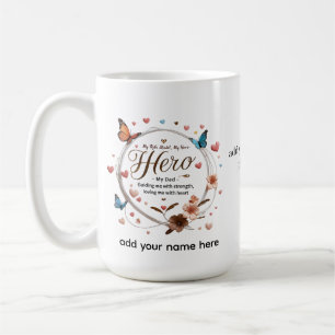 Mon père, mon héros - 15 oz Floral Mug personnalis