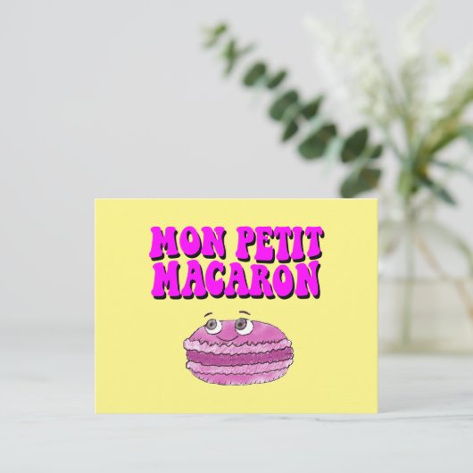 Mon Petit Macaron Retro Groovy Briefkaart (Staand voorkant)