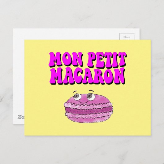 Mon Petit Macaron Retro Groovy Briefkaart (Voorkant / Achterkant)