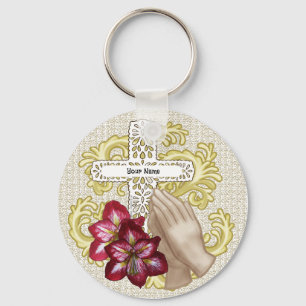 Mon porte-clés croix chrétienne Amaryllis