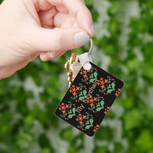 Mon porte-clés Texte Fleur Image Imprimée Magnifiq