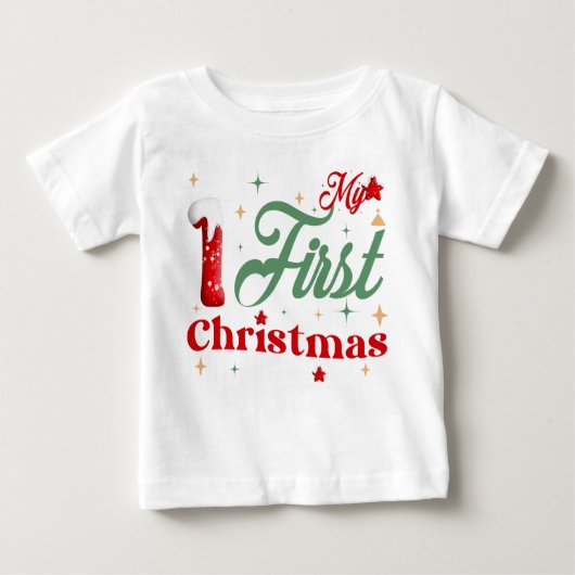 Mon premier bébé Noël T-shirt en jersey fin (Devant)