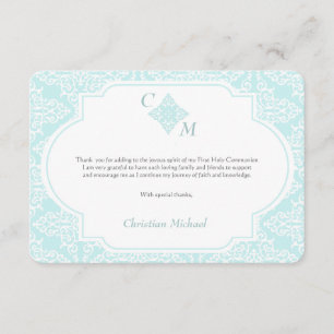 Mon premier carte de remerciements de bleu de